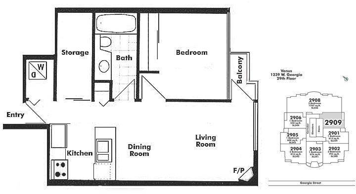 2909 1239 W GEORGIA STREET, Vancouver, BC Floor Plan