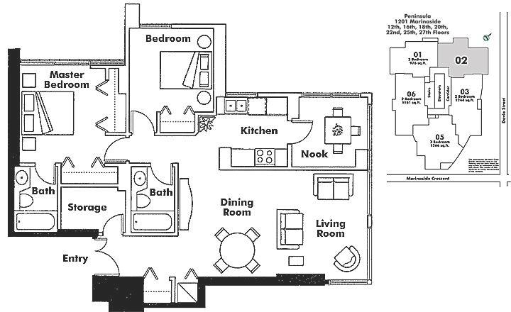 1602 1201 Marinaside Crescent, Vancouver, BC Floor Plan