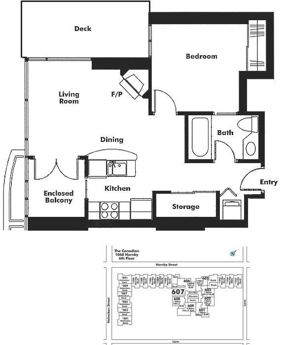 1107 1068 HORNBY STREET, Vancouver, BC Floor Plan