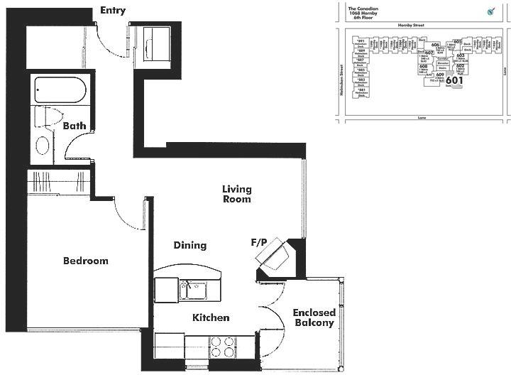 1101 1068 Hornby Street, Vancouver, BC Floor Plan