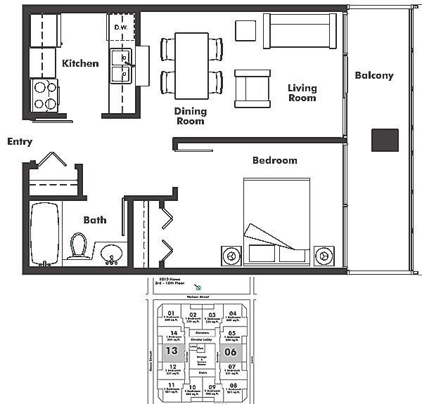 613 1010 HOWE STREET, Vancouver, BC Floor Plan