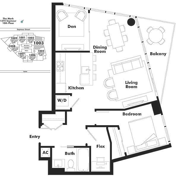 1103 1372 Seymour Street, Vancouver, BC Floor Plan