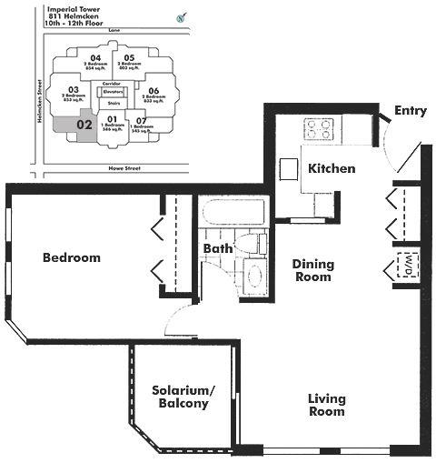 1202 811 HELMCKEN STREET, Vancouver, BC Floor Plan