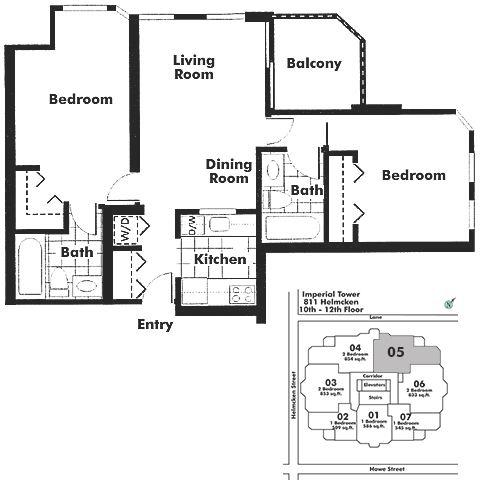 1505 811 HELMCKEN STREET, Vancouver, BC Floor Plan