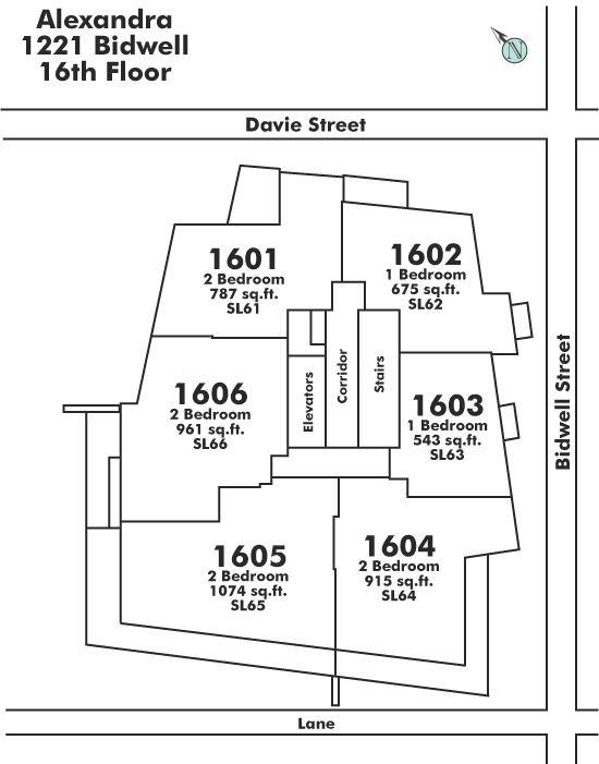 1606 1221 BIDWELL STREET, Vancouver, BC Floor Plate