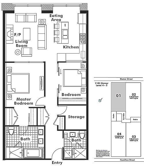 501 1180 HOMER STREET, Vancouver, BC Floor Plan