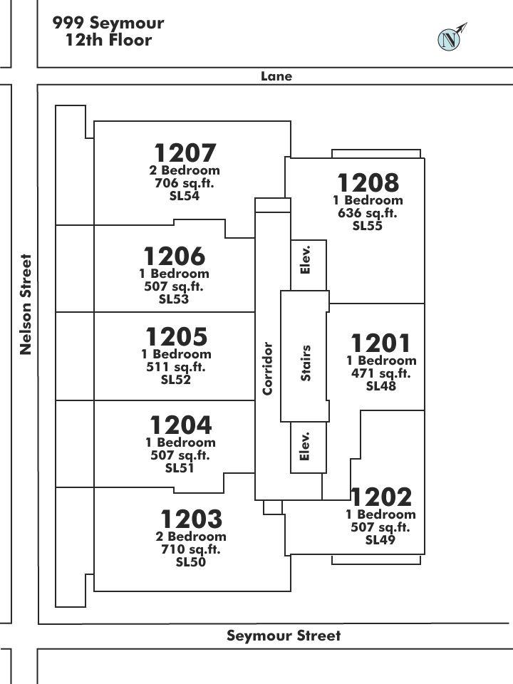 1201 999 SEYMOUR STREET, Vancouver, BC Floor Plate