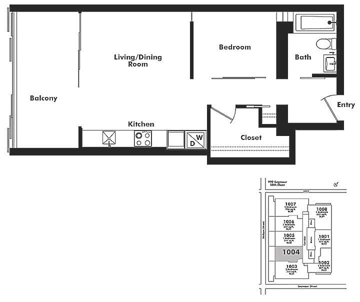 1004 999 SEYMOUR STREET, Vancouver, BC Floor Plan