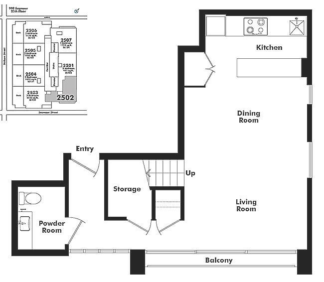 2502 999 SEYMOUR STREET, Vancouver, BC Floor Plan