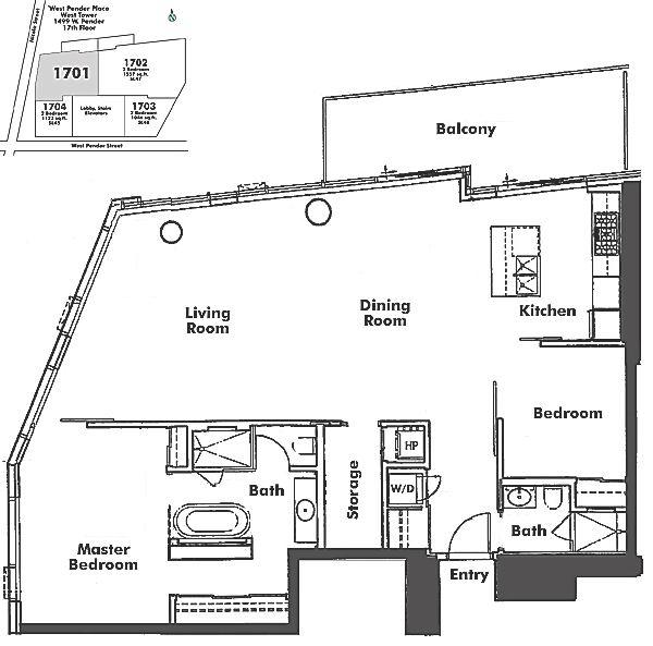 1701 1499 Pender Street, Vancouver, BC Floor Plan