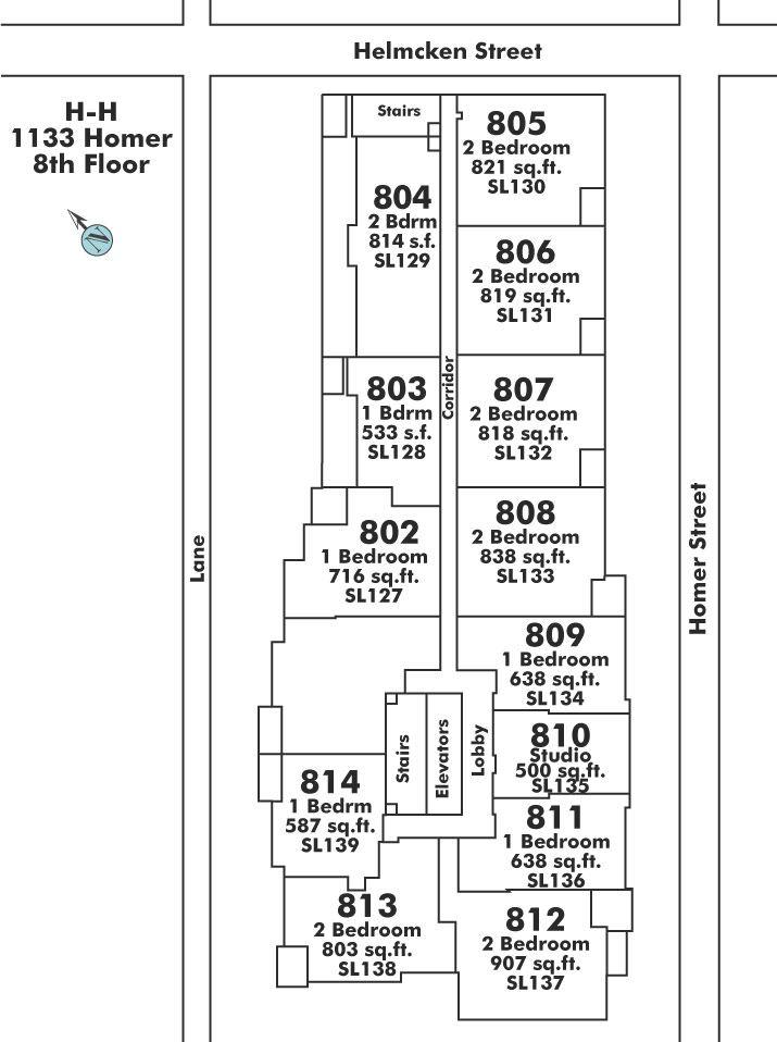 809 1133 HOMER STREET, Vancouver, BC Floor Plate