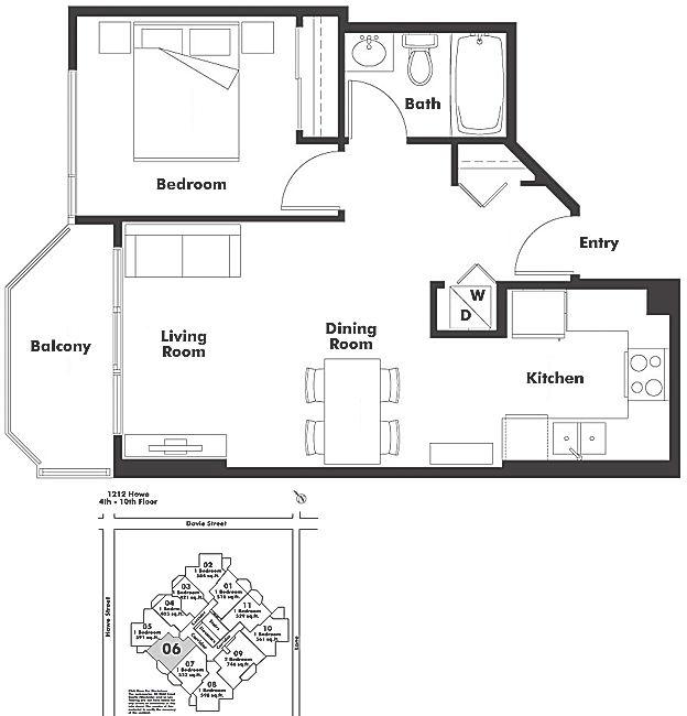 1006 1212 Howe Street, Vancouver, BC Floor Plan