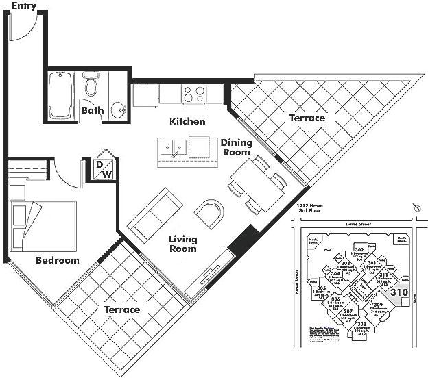 310 1212 Howe Street, Vancouver, BC Floor Plan