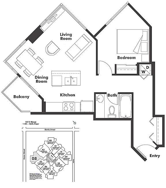 1104 1212 HOWE STREET, Vancouver, BC Floor Plan