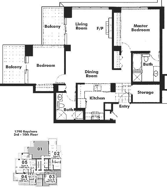 501 1710 BAYSHORE DRIVE, Vancouver, BC Floor Plan