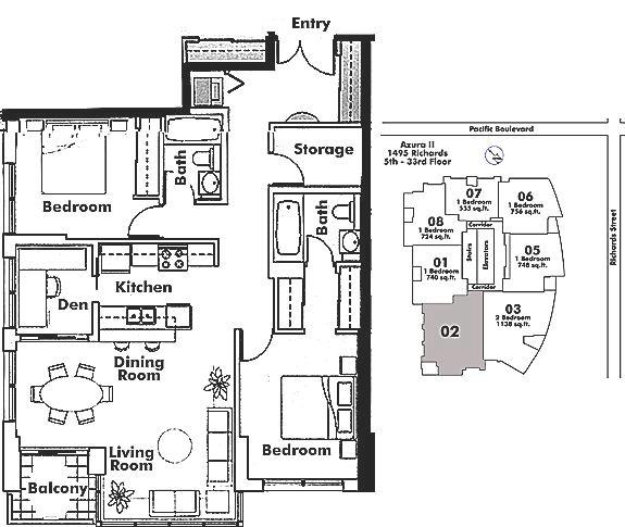 1602 1495 Richards Street, Vancouver, BC Floor Plan