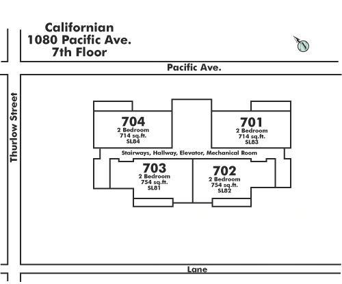 702 1080 PACIFIC STREET, Vancouver, BC Floor Plate