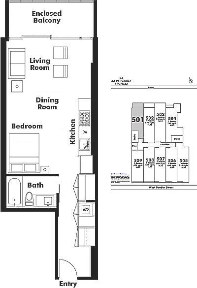 501 33 W PENDER STREET, Vancouver, BC Floor Plan