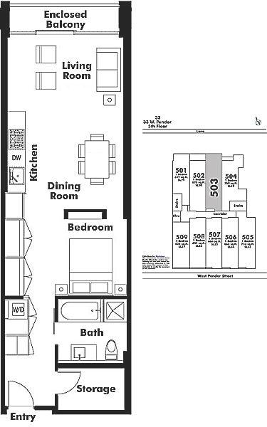 503 33 W PENDER STREET, Vancouver, BC Floor Plan