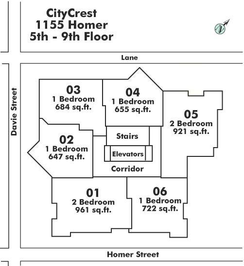 801 1155 HOMER STREET, Vancouver, BC Floor Plate