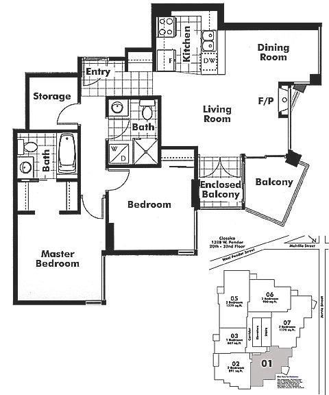 2201 1328 W PENDER STREET, Vancouver, BC Floor Plan