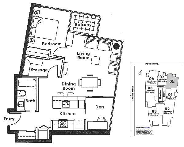 908 33 SMITHE STREET, Vancouver, BC Floor Plan