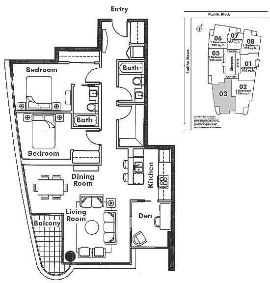 1603 33 SMITHE STREET, Vancouver, BC Floor Plan