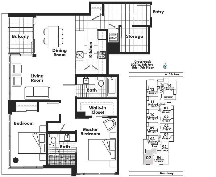 607 522 8th Avenue, Vancouver, BC Floor Plan