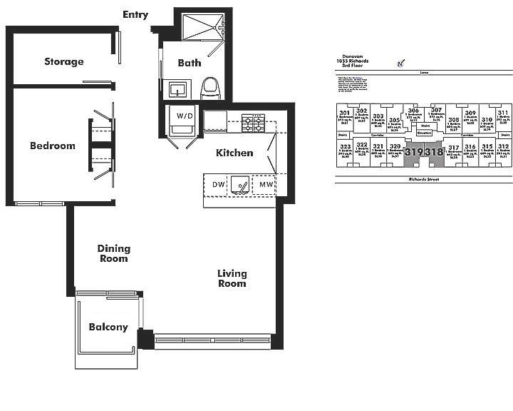 318 1055 RICHARDS STREET, Vancouver, BC Floor Plan