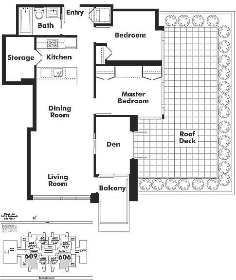 609 1055 RICHARDS STREET, Vancouver, BC Floor Plan