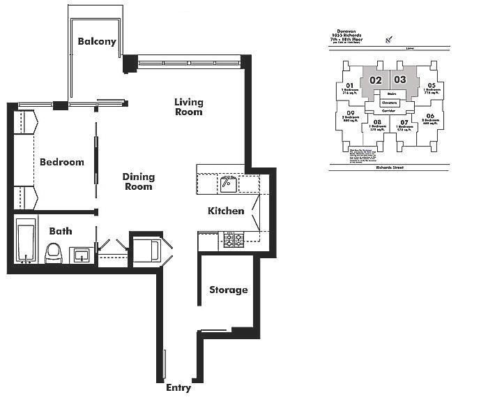 1803 1055 RICHARDS STREET, Vancouver, BC Floor Plan