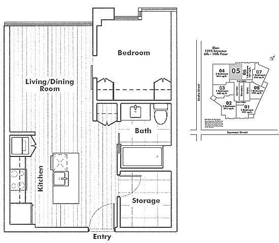 1105 1255 Seymour Street, Vancouver, BC Floor Plan