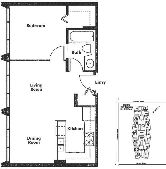 603 989 NELSON STREET, Vancouver, BC Floor Plan