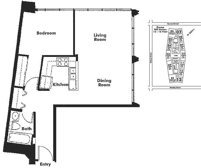 1513 989 Nelson Street, Vancouver, BC Floor Plan