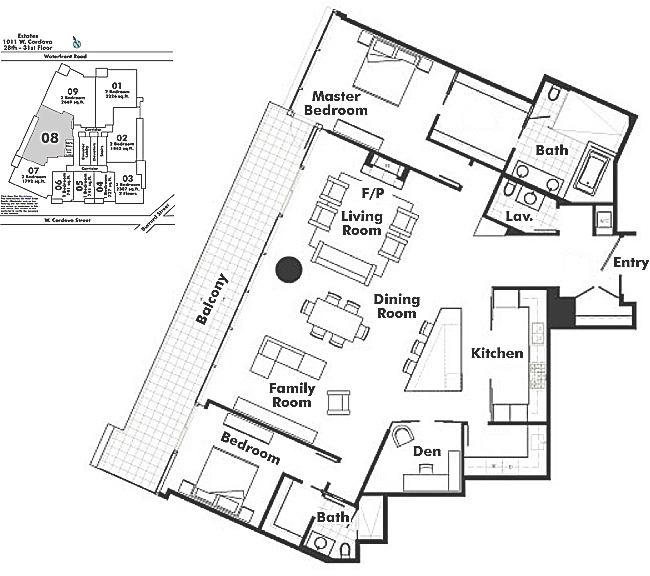 2808 1011 Cordova Street, Vancouver, BC Floor Plan