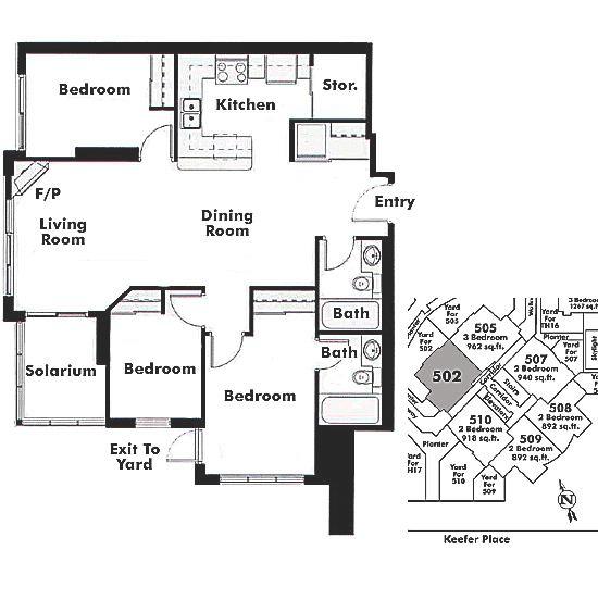 502 63 KEEFER PLACE, Vancouver, BC Floor Plan