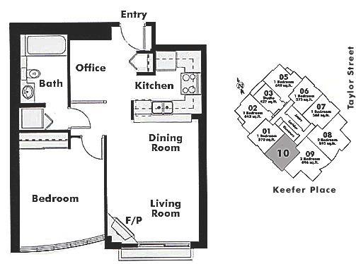 1210 63 KEEFER PLACE, Vancouver, BC Floor Plan