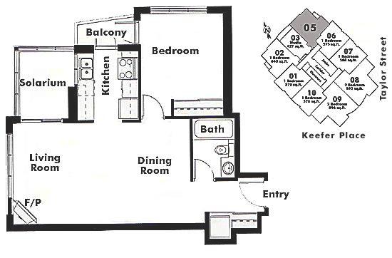 1905 63 KEEFER PLACE, Vancouver, BC Floor Plan