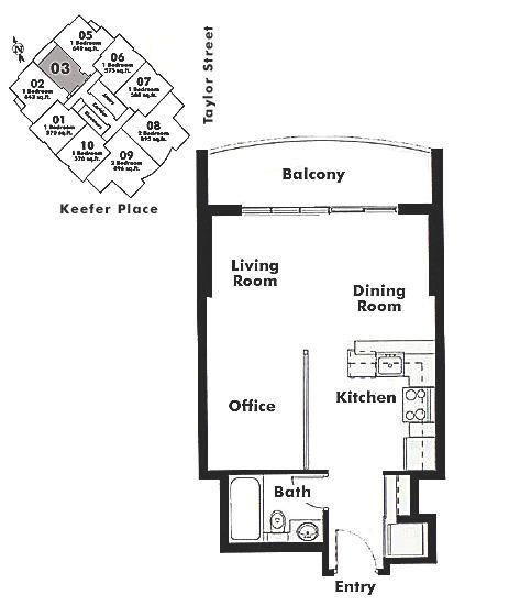 1803 63 KEEFER PLACE, Vancouver, BC Floor Plan