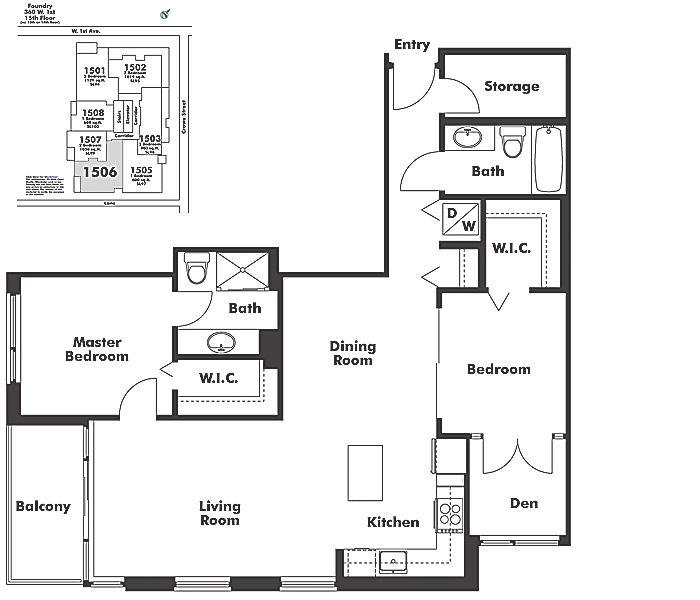 1506 1833 CROWE STREET, Vancouver, BC Floor Plan