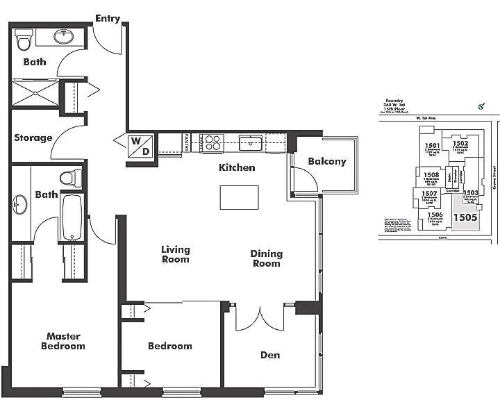 1505 1833 CROWE STREET, Vancouver, BC Floor Plan