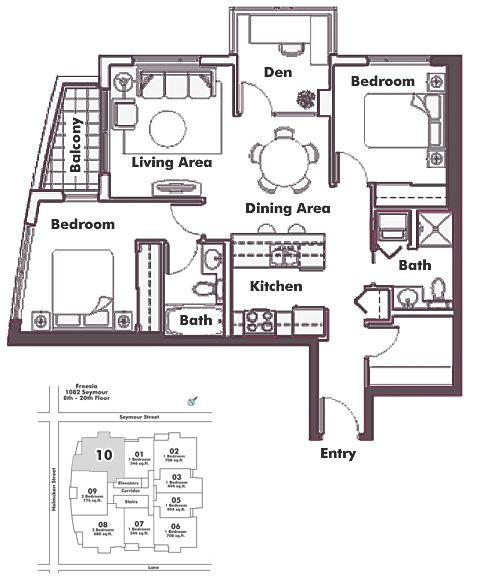 1110 1082 SEYMOUR STREET, Vancouver, BC Floor Plan