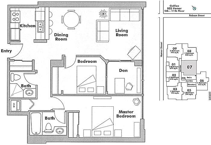 1107 822 HOMER STREET, Vancouver, BC Floor Plan