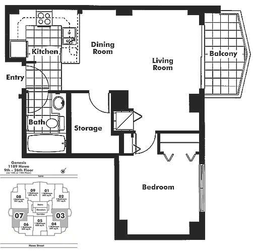 1703 1189 Howe Street, Vancouver, BC Floor Plan