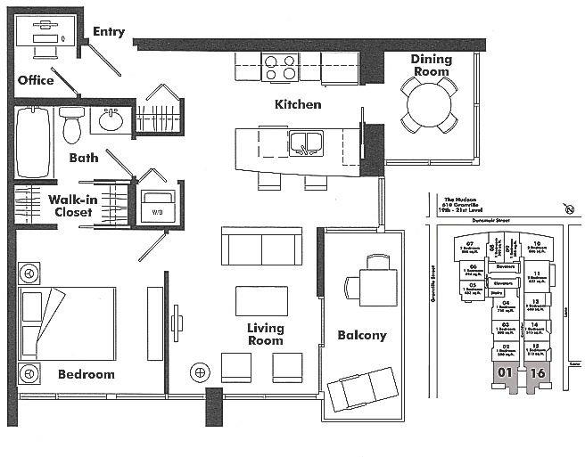 2001 610 GRANVILLE STREET, Vancouver, BC Floor Plan